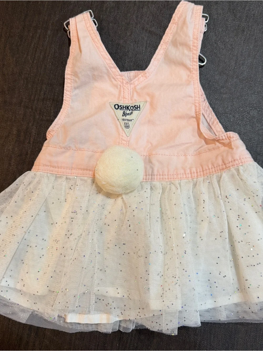 OshKosh B’Gosh Pink Bunny Embroidered Tulle Overall Girls Dress Sz 9m